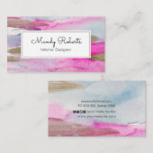 Luxe Gold Pink und Blue Paint Visitenkarte (Vorne/Hinten)