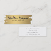 Luxe Gold Pinsel Moderner Text Mini Visitenkarte (Vorne/Hinten)