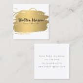 Luxe Gold Pinsel Moderner Text Quadratische Visitenkarte (Vorne/Hinten)