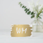 Luxe Gold Pinsel Monogram Moderner Text Visitenkarte (Stehend Vorderseite)