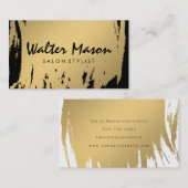 Luxe Gold Pinsel Schwarz-weiß Moderner Text Visitenkarte (Vorne/Hinten)