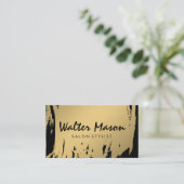Luxe Gold Pinsel Schwarz-weiß Moderner Text Visitenkarte (Stehend Vorderseite)
