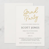 Luxe Gold Script Grad Party Invite Einladung (Vorne/Hinten)