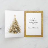 Luxe Gold Sparkle Weihnachtsbaum Gruß Feiertagskarte (Innenseite)