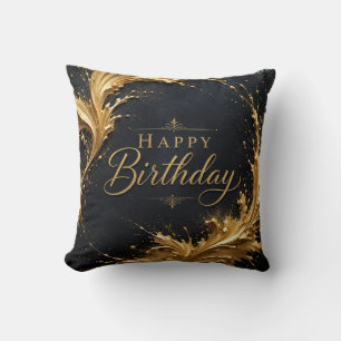 Luxe Gold Splash Geburtstags Eleganz Kissen