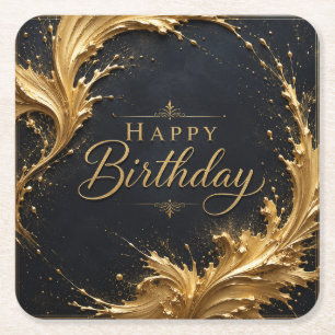 Luxe Gold Splash Geburtstags Eleganz Rechteckiger Pappuntersetzer