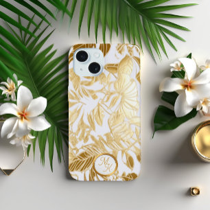 Luxe Gold und Elfenbein Monstera Blatt  iPhone 15 Hülle