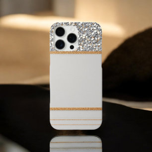 Luxe Gold & White Glitzer Shield iPhone 16 Pro Max Hülle