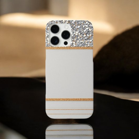 Luxe Gold & White Glitzer Shield Case-Mate iPhone Hülle