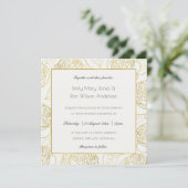 LUXE GOLD WHITE KRAFT ELEGANTE ROSE BLUMENWEDD EINLADUNG (Stehend Vorderseite)