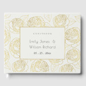 LUXE GOLD WHITE NAVY ELEGANT ROSE FLORAL GÄSTEBUCH (Vorderseite)