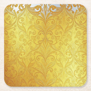 Luxe Gold White Pattern Square Untersetzer