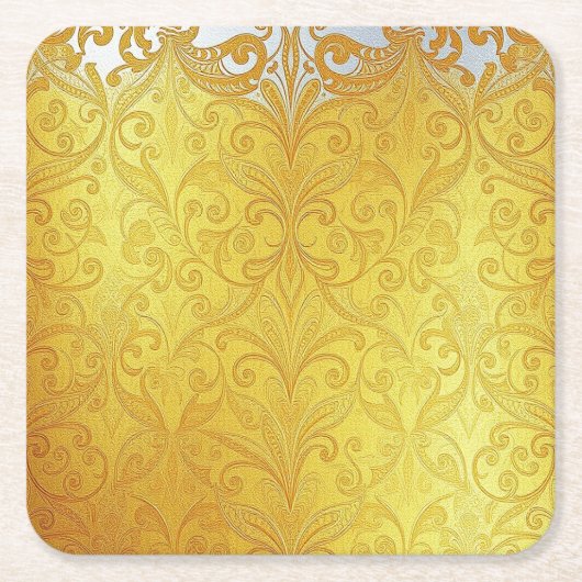 Luxe Gold White Pattern Square Untersetzer (Vorderseite)
