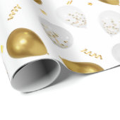 Luxe Golden Balloons & Confetti Celebration Wrap Geschenkpapier (Rolleneckpunkt)