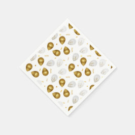 Luxe Golden Balloons & Confetti Napkins Serviette