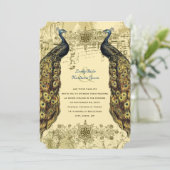 Luxe Golden Peacock Verzierte Hochzeit Einladung (Stehend Vorderseite)