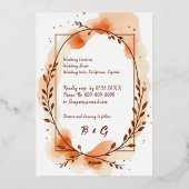 Luxe goldene rustikale Bohblütenhochzeit Folieneinladung (Rückseite)