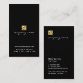 Luxe Goldkalligraphie-Minimalistische schwarze Visitenkarte (Vorne/Hinten)