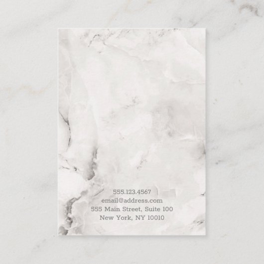 Luxe Grau-Marmor-Schmuck Visitenkarte (Rückseite)
