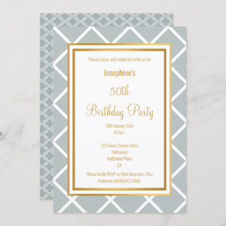 LUXE GRAY GOLD BLUME GRID BIRTHDAEINLADUNG EINLADUNG