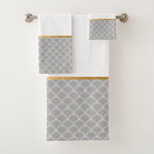 LUXE GRAY MERMAID SCALE 2 BADEZIMMER TOWEL SET (Insitu)