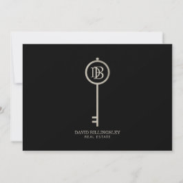 Luxe Gray Skeleton Key Monogram Black Vielen Dank Mitteilungskarte