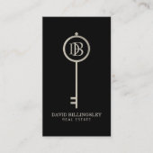 Luxe Gray Skeleton Key Monogram Realtor Visitenkarte (Vorderseite)