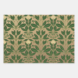 Luxe Green & Gold Botanical Wrapping Paper Geschenkpapier Set
