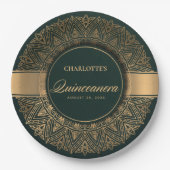 LUXE GREEN GOLD CLASSIC VERZIERT MANDALA QUINCEANE PAPPTELLER (Vorderseite)