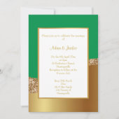 LUXE GREEN GOLD WAVE WEDING INVITATION EINLADUNG (Vorderseite)