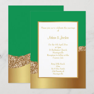 LUXE GREEN GOLD WAVE WEDING INVITATION EINLADUNG