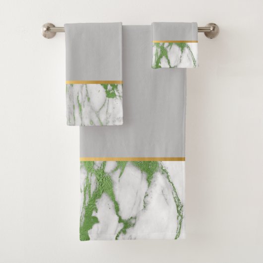 LUXE GREEN GRAY MARBLE BADEZIMMER TOWEL SET (Insitu)