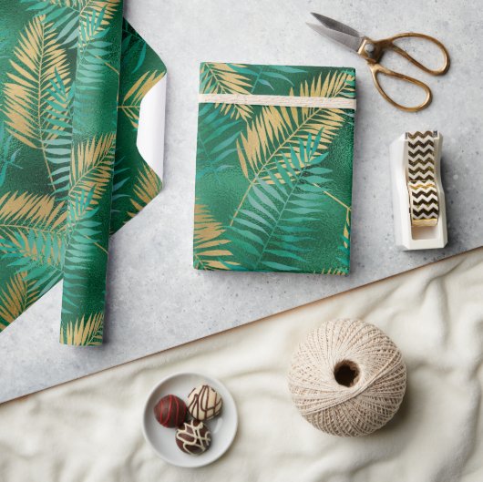 LUXE GREEN PALM SPRINGS WRAPPING PAPER GIFT WRAP GESCHENKPAPIER (Kunsthandwerk)