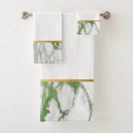 LUXE GREEN WHIRLMARBLE GOLD BADEZIMMER TOWEL SET
