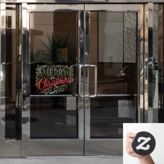 Luxe Grün- und Rote Handschrift Fensteraufkleber (Büro Tür)