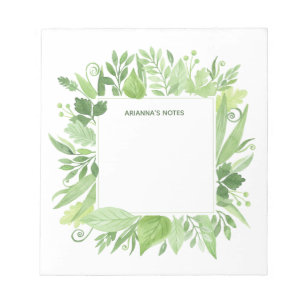 Luxe grüner botanischer Rahmen des Blätter-  Notizblock