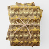 Luxe Hearts Stars Gold Glitzer Wrapping Paper Geschenkpapier Set (Beispiel)