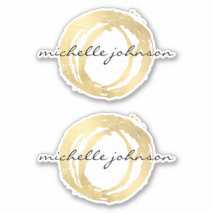 Luxe Imitate Gold lackierte Circle Designer Logo Aufkleber