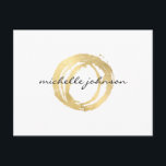 Luxe Imitate Gold lackierte Circle Designer Logo Postkarte<br><div class="desc">Koordiniert bis 12.01 Uhr mit der Vorlage der Luxe Imitats Gold Painted Circle Designer Logo Business Card Template. Ein Bio gemalter Kreis in Imitat-Metallic-Gold wird zu einem luxuriösen Logo auf dieser Designer-Postkartenvorlage mit dem Zusatz Ihres Namens oder Firmennamens in einer schicken Typenbehandlung. Diese Postkarten sind ideal, um als Dankeschön an...</div>