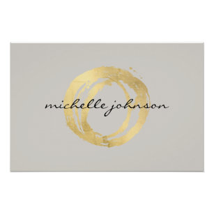 Luxe Imitate Gold Painted Circle on Tan Logo Downl Poster