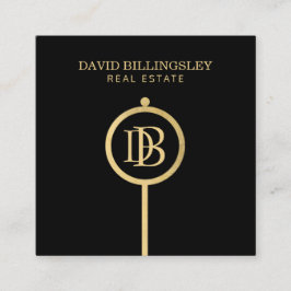 Luxe Imitate Gold Skeleton Key Monogram Realtor Quadratische Visitenkarte