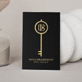 Luxe Imitate Gold Skeleton Key Monogram Realtor Visitenkarte