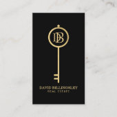 Luxe Imitate Gold Skeleton Key Monogram Realtor Visitenkarte (Vorderseite)