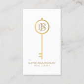Luxe Imitate Gold Skeleton Key Monogram Realtor Wh Visitenkarte (Vorderseite)