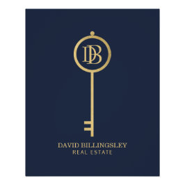 Luxe Imitate Gold Skeleton Key Navy Logo Download Poster