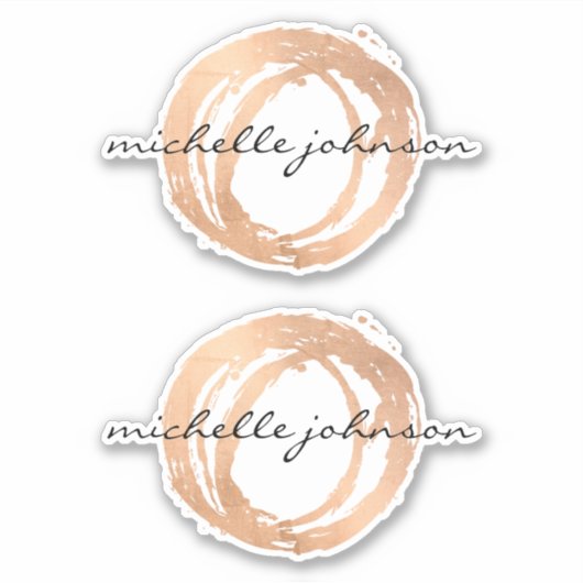 Luxe Imitate Rose Gold Painted Circle Designer Log Aufkleber (Vorderseite)