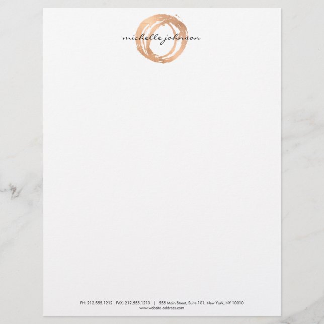 Luxe Imitate Rose Gold Painted Circle Designer Log Briefbogen (Vorderseite)