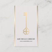 Luxe Imitats Gold Key Foto Light Sand Realtor QR Visitenkarte (Vorderseite)