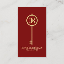 Luxe Imitats Gold Skeleton Key Monogram Realtor Re Visitenkarte