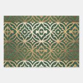 Luxe Imitats Green Glitzer Metallic Gold Kaleidosk Geschenkpapier Set (Vorderseite 3)